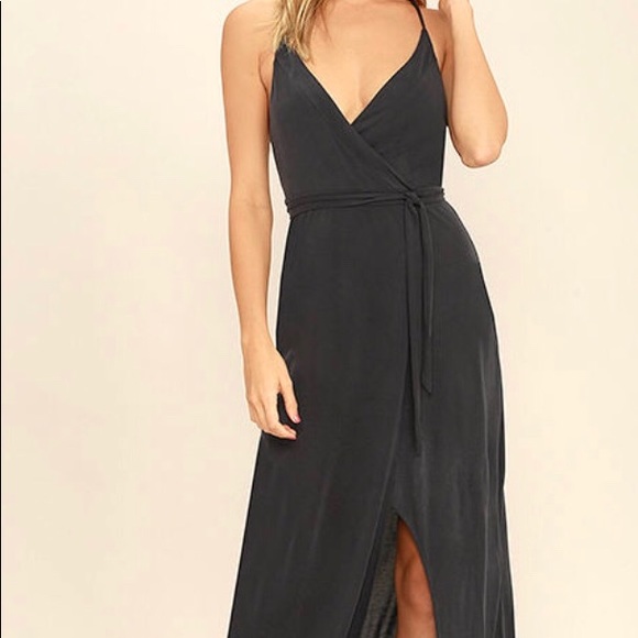 black high slit maxi dress